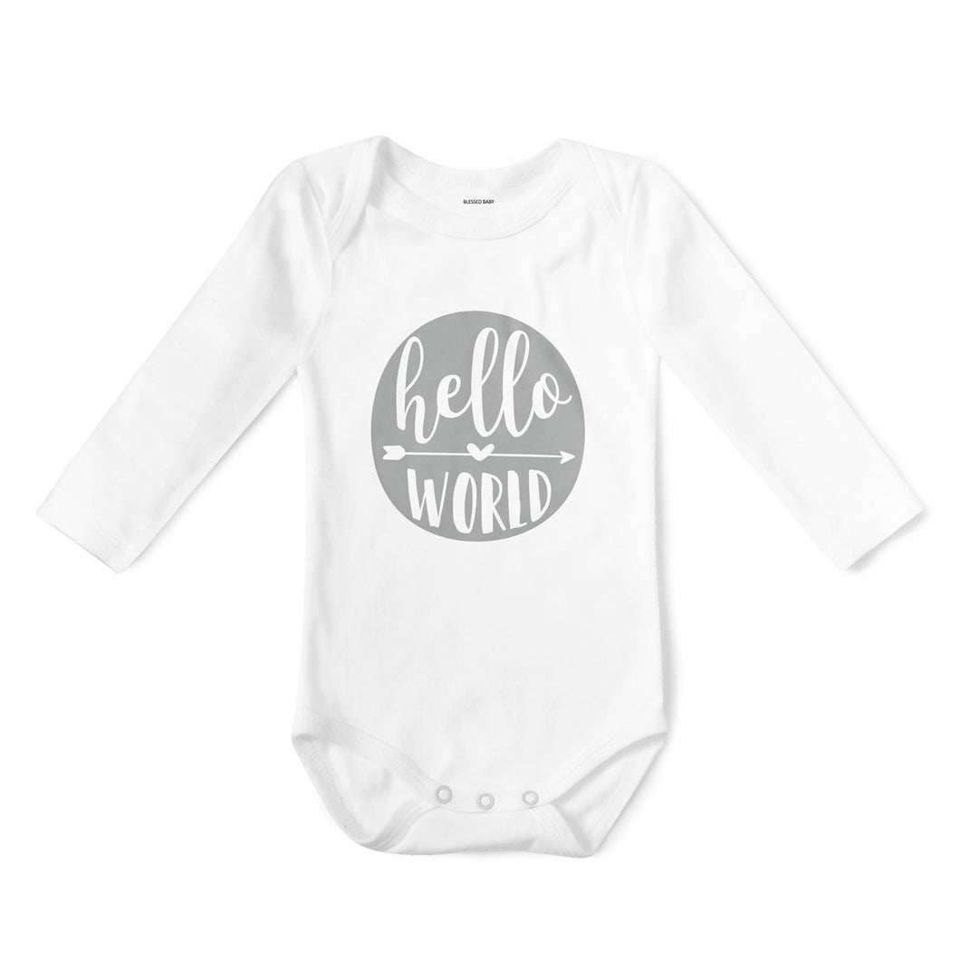 SALE - Long Sleeve Onesie - Hello World