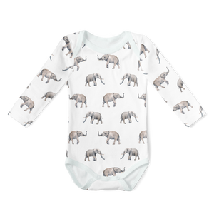 Long Sleeve Onesie - Elephants