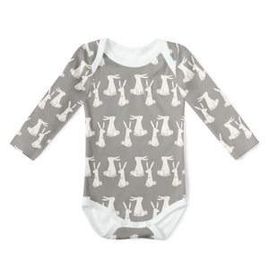 SALE - Long Sleeve Onesie - RABBITS DARK GREY