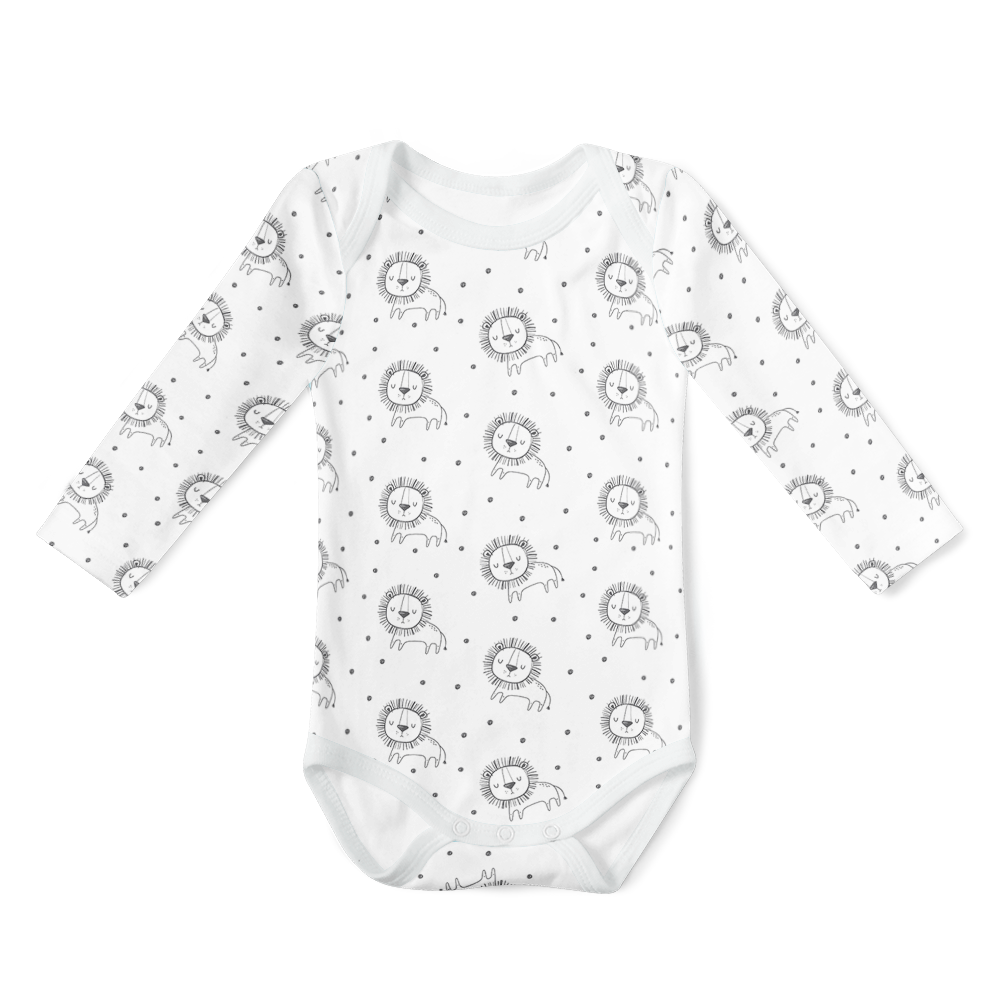 Long Sleeve Onesie - Sleepy Lions