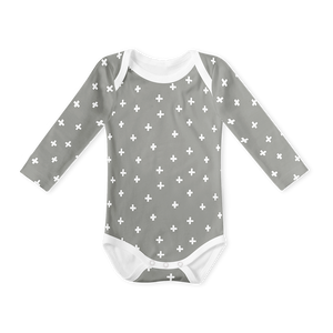 Long Sleeve Onesie - Grey Cross