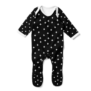 Footed Romper - Cross White/B