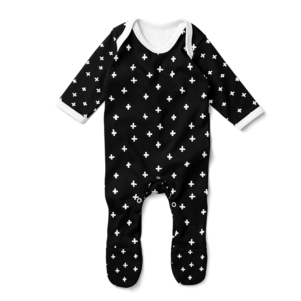 Footed Romper - Cross White/B