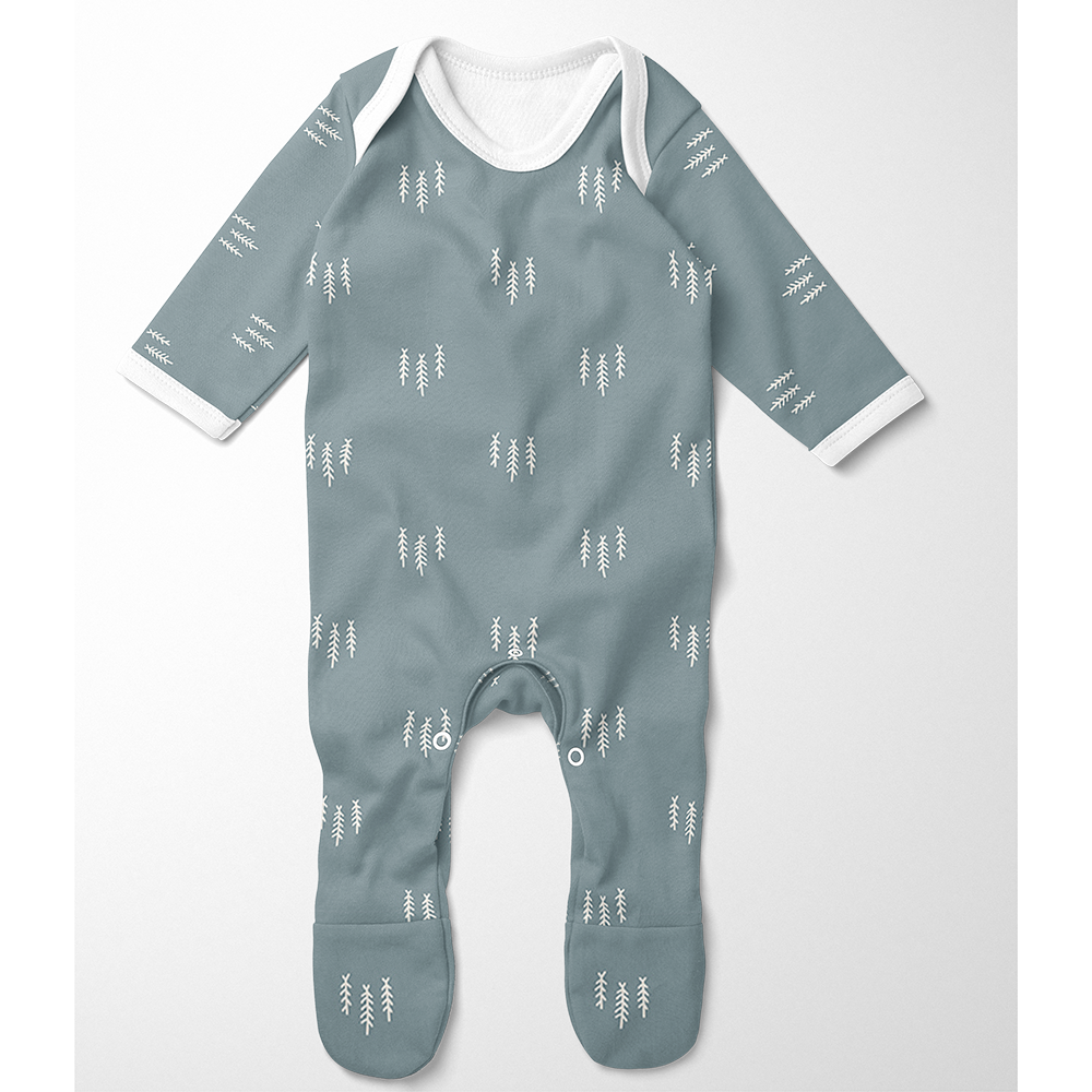 Footed Romper - Forest Tree Blue
