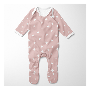 Footed Romper - Pink Cross