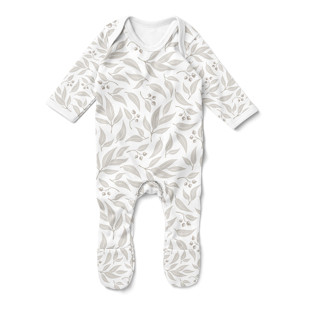 Footed Romper - Willow Leaf Stone