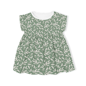 Muslin Summer Dress with Frill Sleeve - Willow Leaf Green
