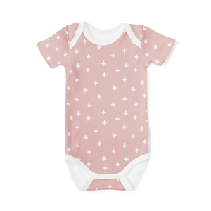 Short Sleeve Onesie - Cross Pink