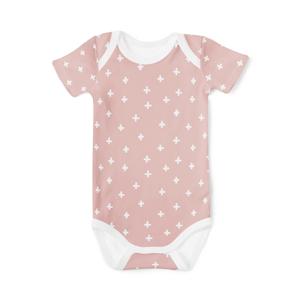 Short Sleeve Onesie - Cross Pink