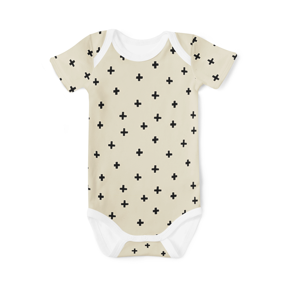 Short Sleeve Onesie - Cross Stone/Black