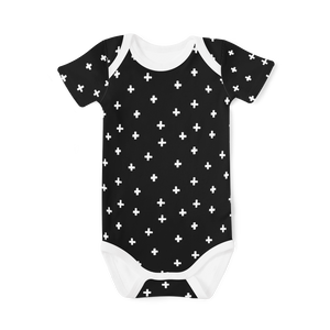 Short Sleeve Onesie - Cross White//Black
