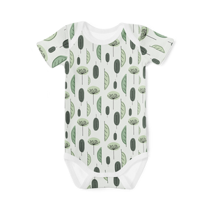 Short Sleeve Onesie -Green Leaves