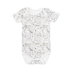 Short Sleeve Onesie - Menagerie Stone
