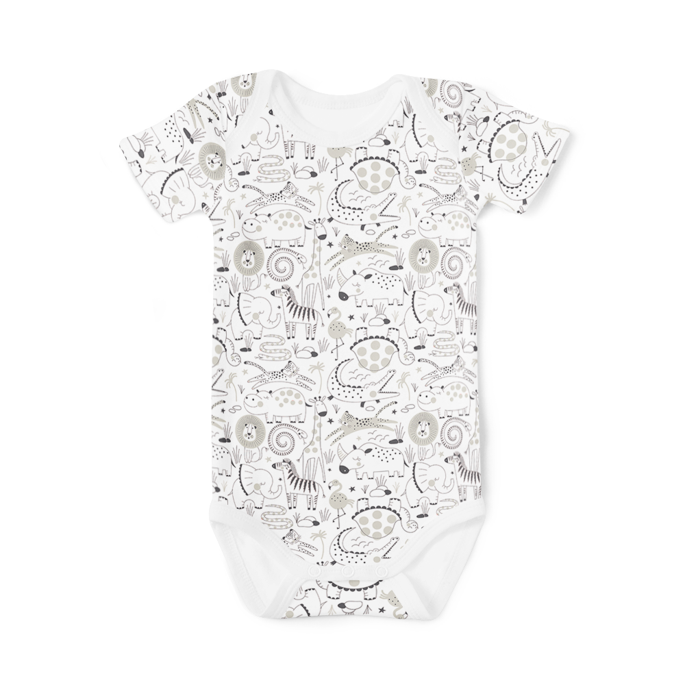Short Sleeve Onesie - Menagerie Stone