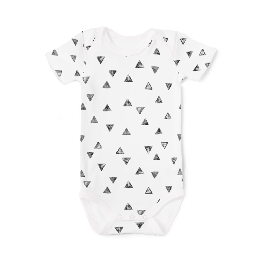 Short Sleeve Onesie - Painted Triangles Black