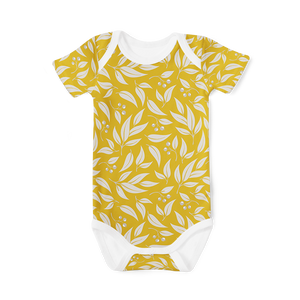 Short Sleeve Onesie - Willow Leaf Mustard