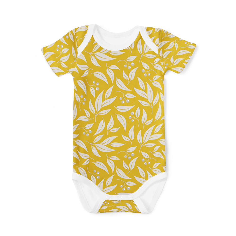 Short Sleeve Onesie - Willow Leaf Mustard