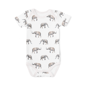 Short Sleeve Onesie - Elephants