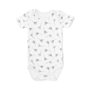 Short Sleeve Onesie - Painted Flowers Grey