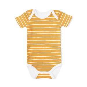 Short Sleeve Onesie - Stripe Mustard