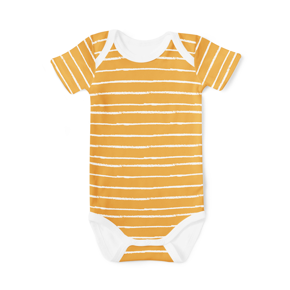 Short Sleeve Onesie - Stripe Mustard