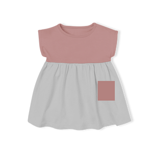 Ayelah Dress - Grey/Dusky Pink Pocket