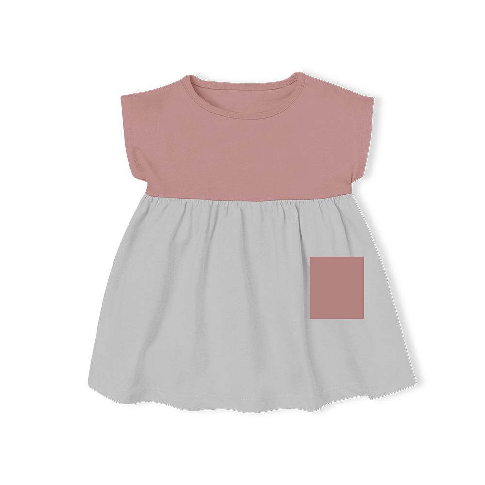 Ayelah Dress - Grey/Dusky Pink Pocket