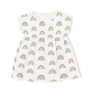 Muslin Summer Dress with Frill Sleeve - Rainbow