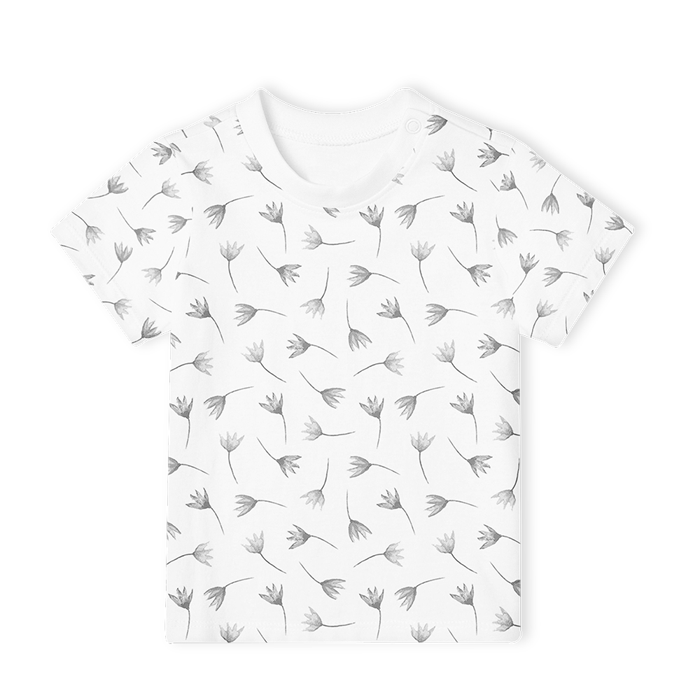 Short Sleeve T-Shirt - Painted Flower Grey