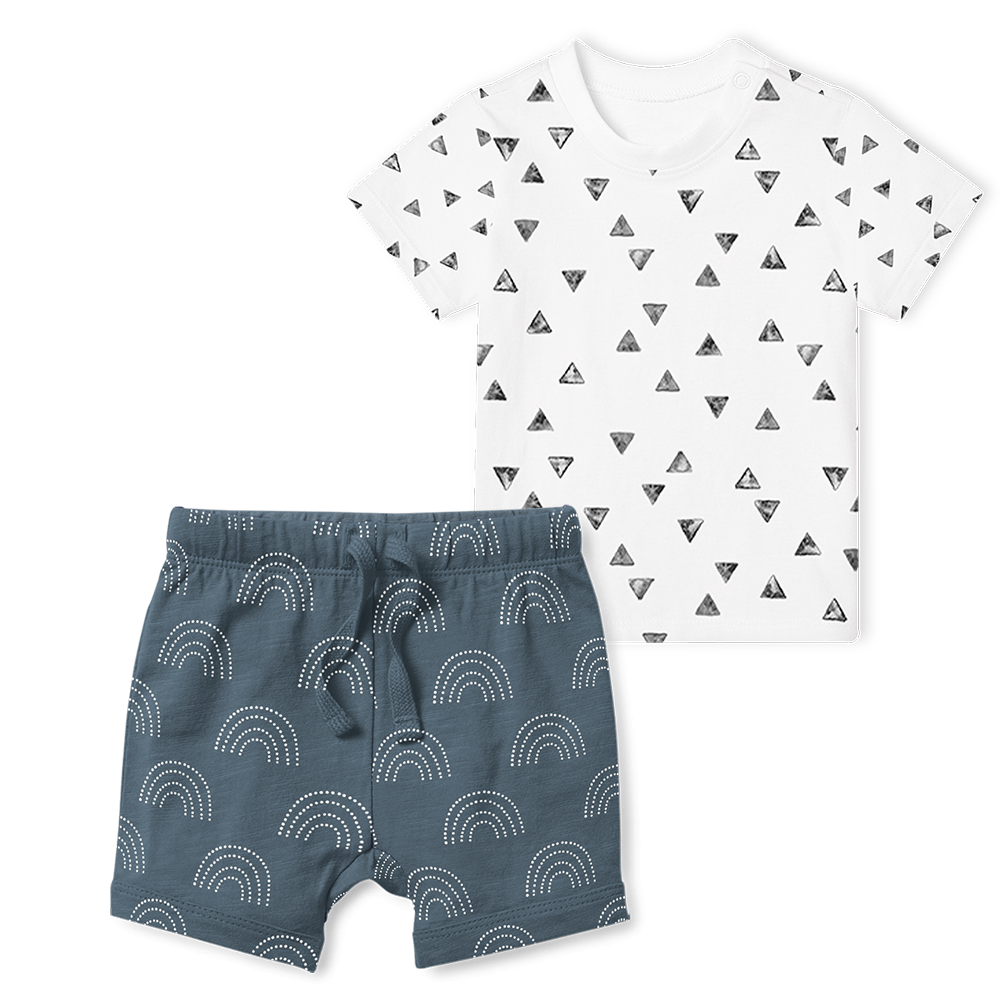 2-Piece T-Shirt/Shorts Set - Painted Triangles/ Arc midnight Blue