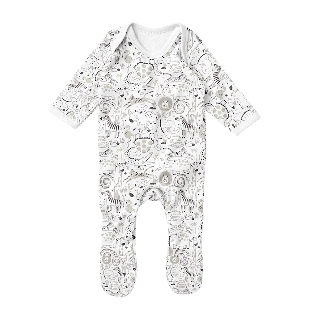 SALE - Footed Romper - Menagerie stone