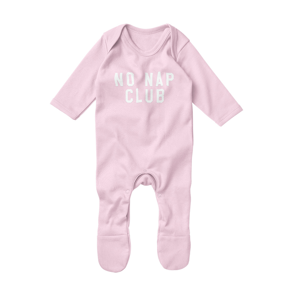 Footed Romper - No Nap Club Pink