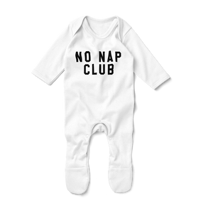 Footed Romper - No Nap Club White