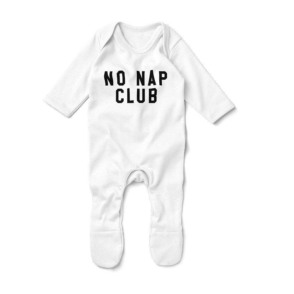 Footed Romper - No Nap Club White