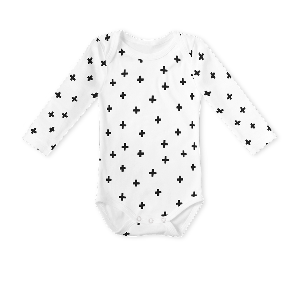 Long Sleeve Onesie - Black cross