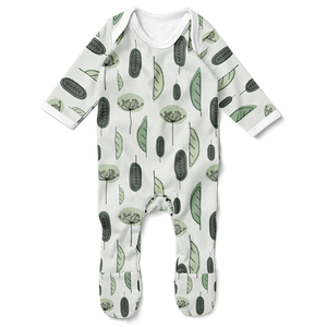 Footed Romper - Green Leaves