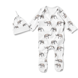 Footed Romper Set - Elephants