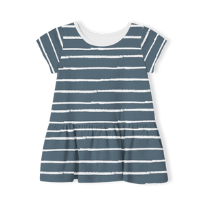 Short Sleeve Dress - Stripe Navy