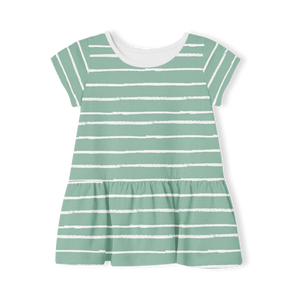 Short Sleeve Dress - Stripe Sage