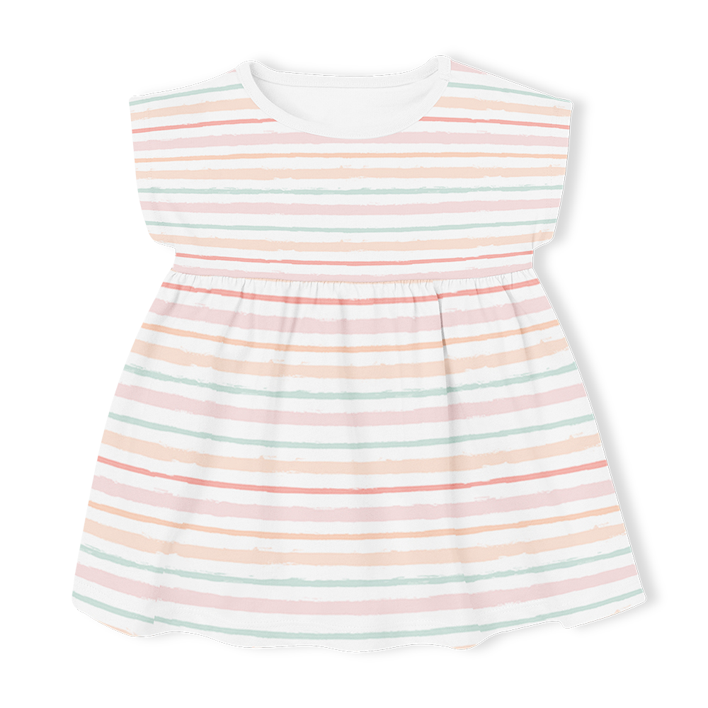 Muslin Summer Dress with Frill Sleeve - Candy Stripes