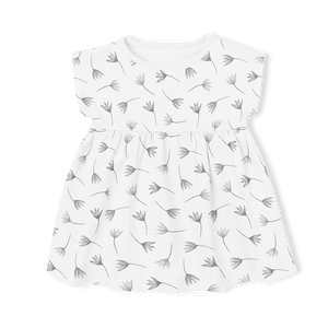 Short Sleeve Dress - Painted Flower Grey