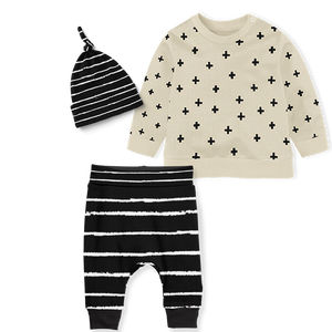 Sweater Set - Cross Stone Black /Stripe Black