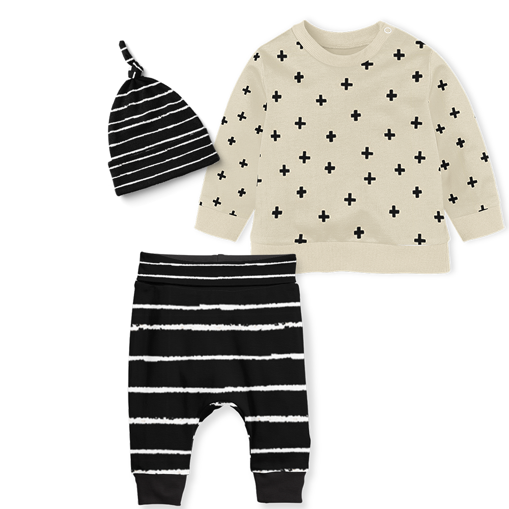 Sweater Set - Cross Stone Black /Stripe Black