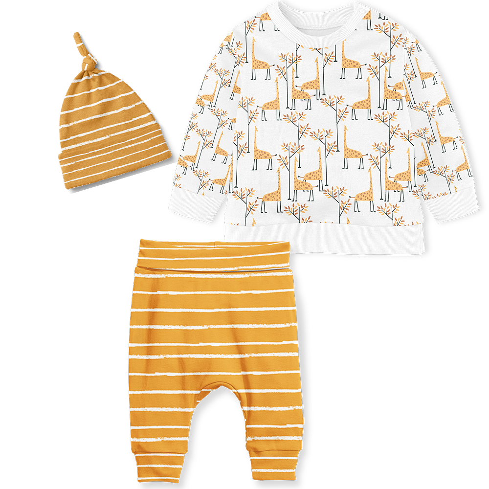 Sweater Set - Giraffe / Stripe Mustard