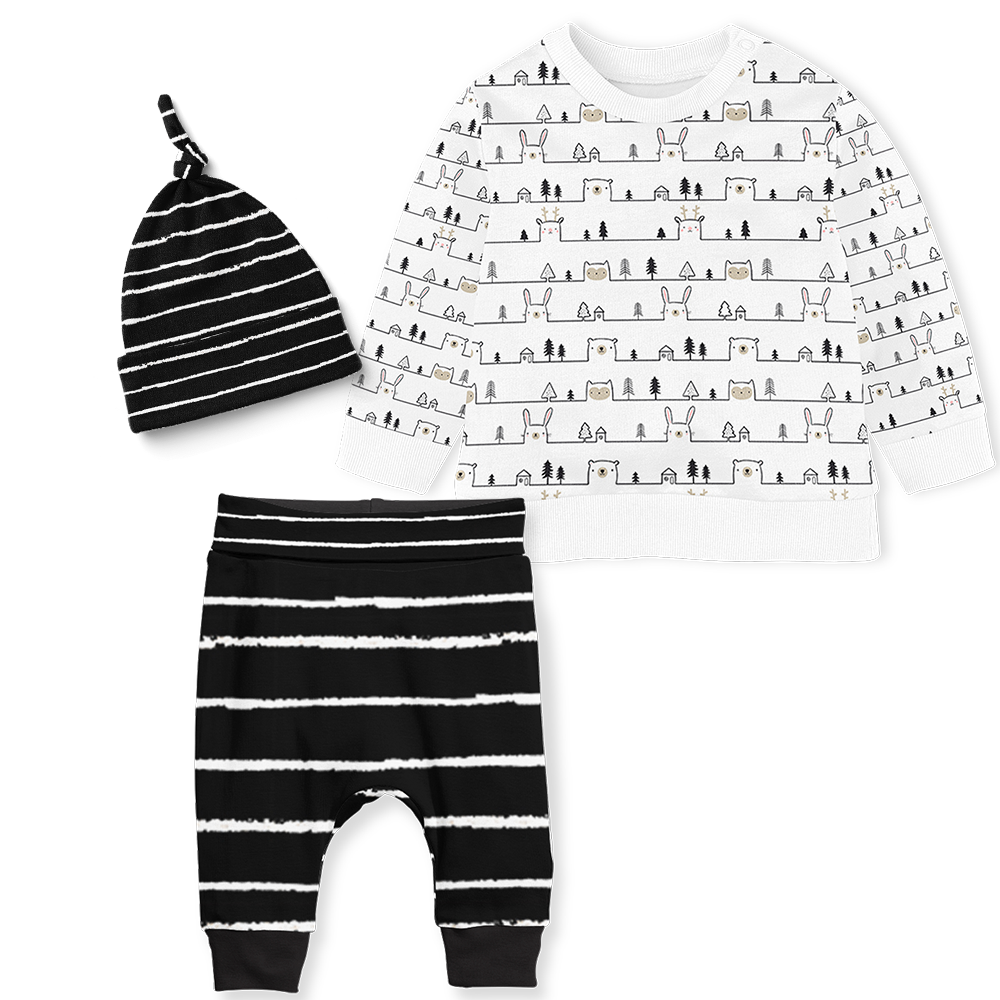 Sweater Set - Oh' Deer /Stripe Black