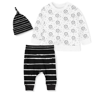 Sweater Set - Sleepy Lions/ Stripe Black