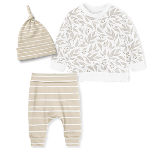 Sweater Set - Willow Leaf Stone/Stripe Stone