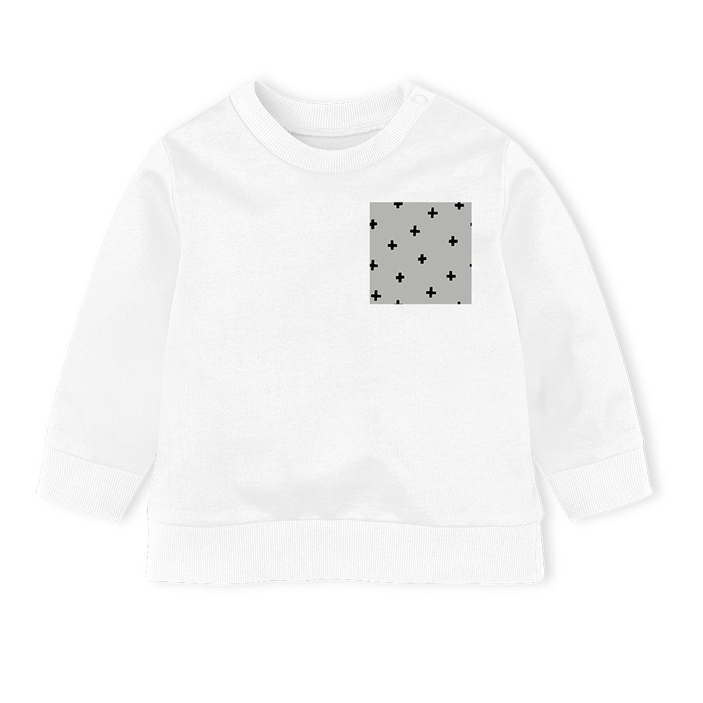 Sweater - White/Cross Grey Rock n Roll Pocket