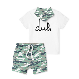 3-Piece T-Shirt/Shorts Set - Camo-Duh