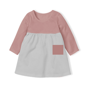 Winter Dress - Grey/Dusky Pink Pocket
